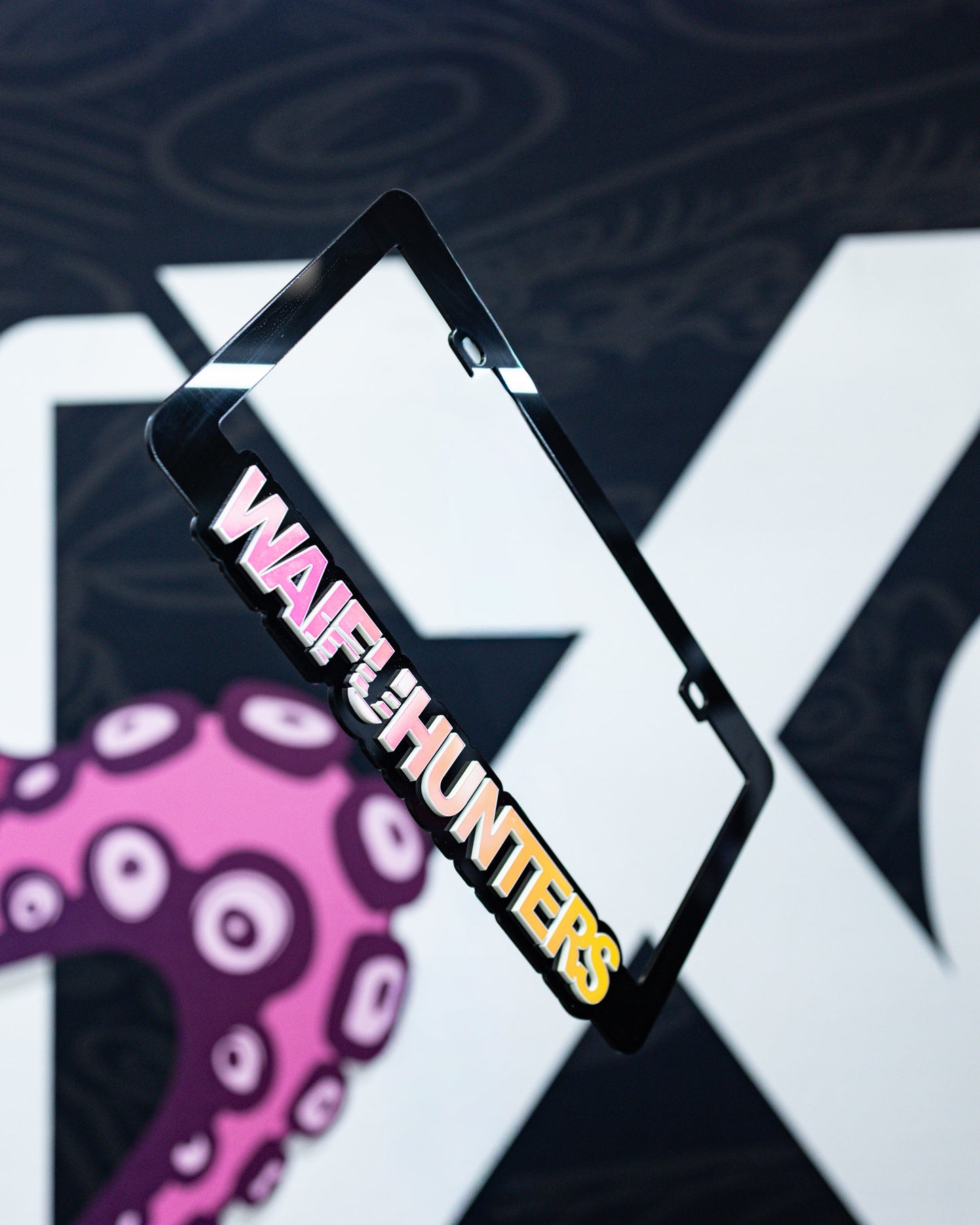 Waifuhunters License Plate Frame - Rainbow Chrome