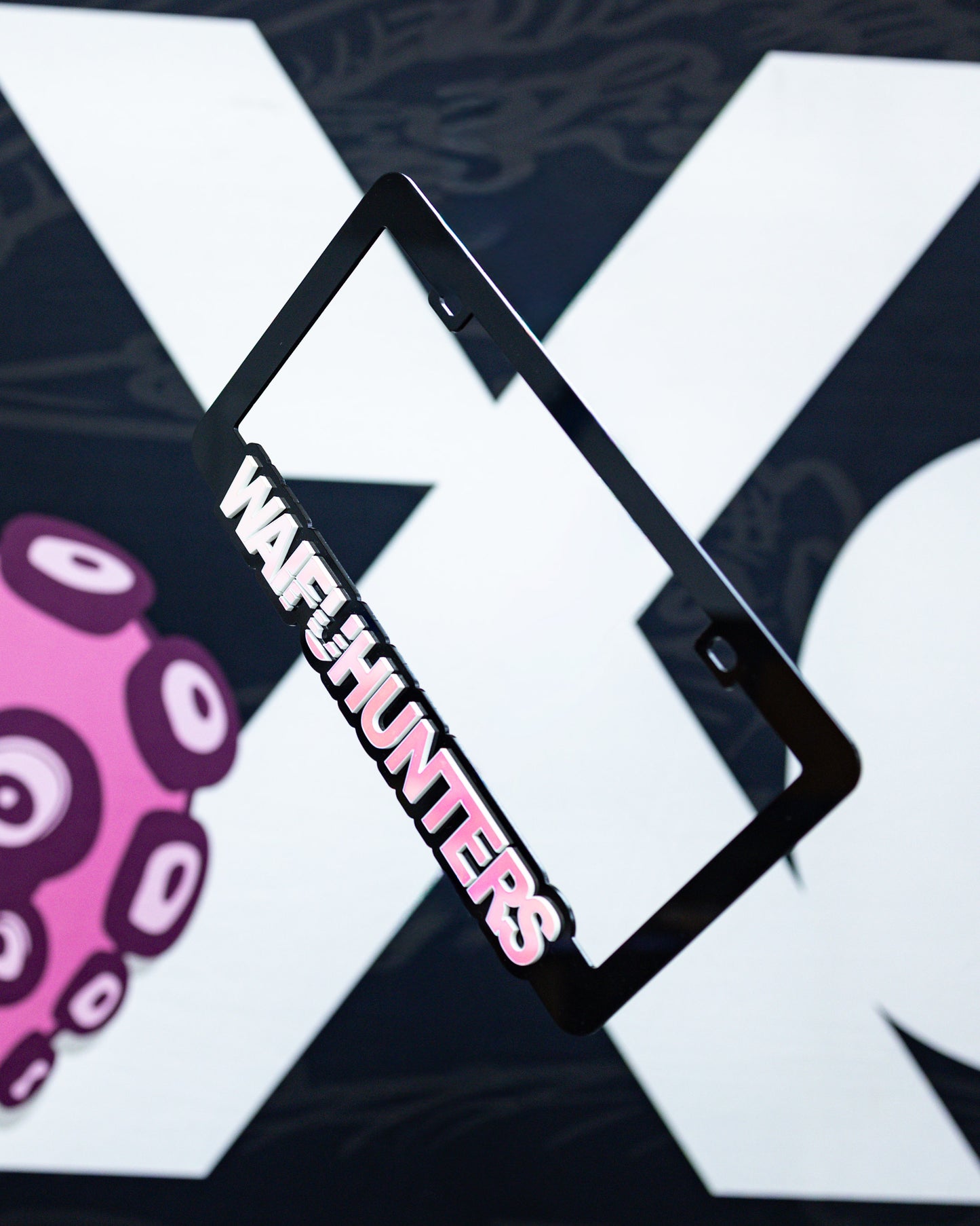 Waifuhunters License Plate Frame - Rainbow Chrome