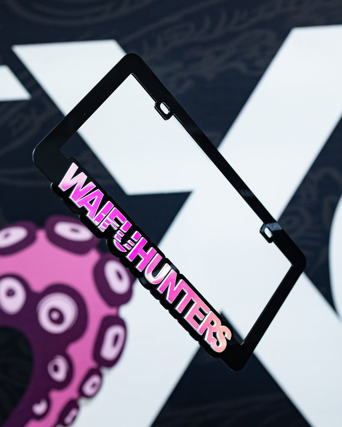 Waifuhunters License Plate Frame - Rainbow Chrome