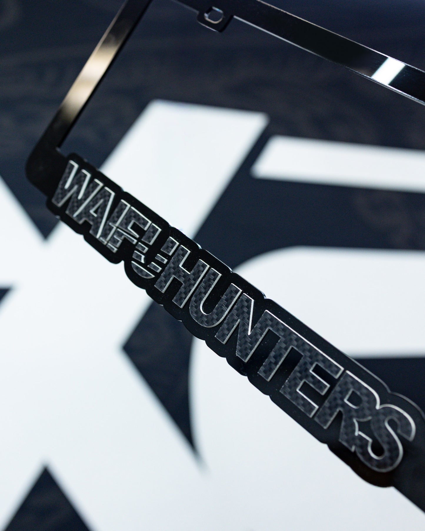 Waifuhunters License Plate Frame - Carbon Fiber Imitation