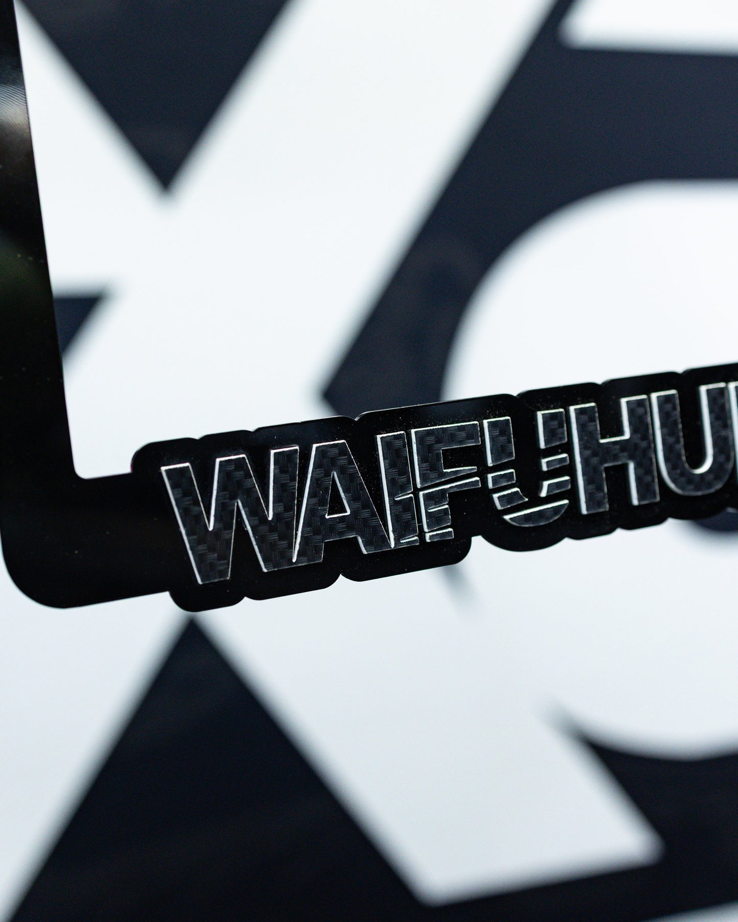 Waifuhunters License Plate Frame - Carbon Fiber Imitation