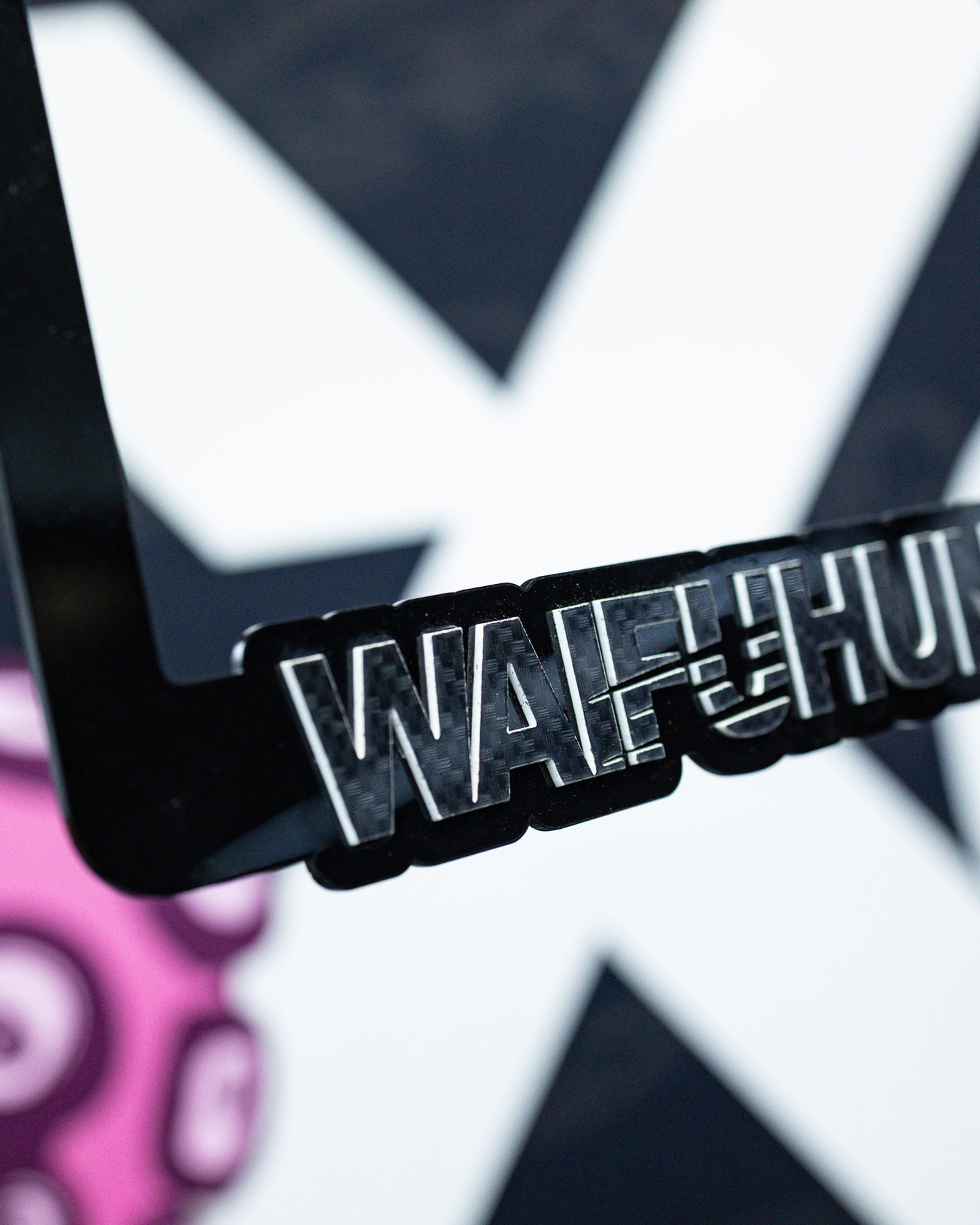 Waifuhunters License Plate Frame - Carbon Fiber Imitation