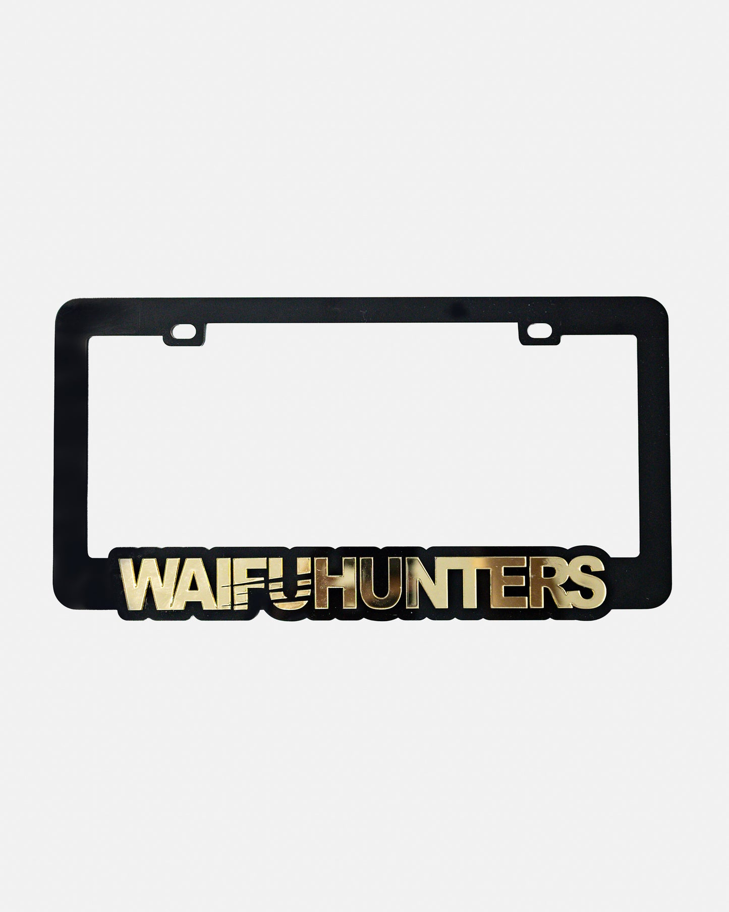 Waifuhunters License Plate Frame - Gold Chrome