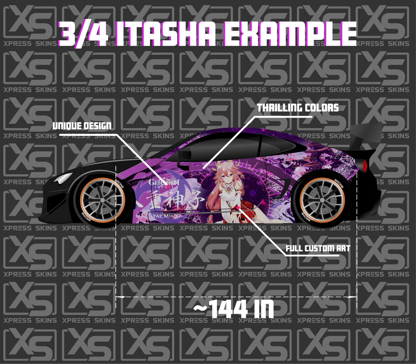 3/4 Sides Only Itasha Anime Wrap