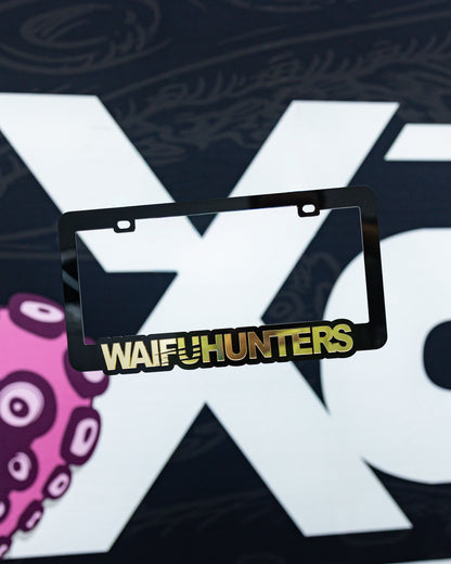 Waifuhunters License Plate Frame - Gold Chrome