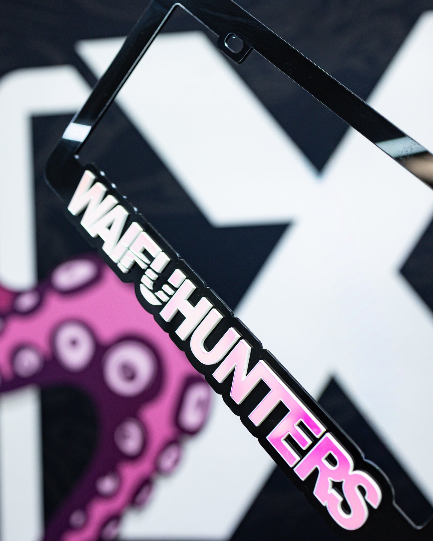 Waifuhunters License Plate Frame - Rainbow Chrome