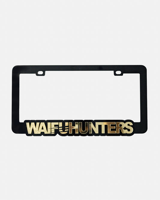 Waifuhunters License Plate Frame - Gold Chrome